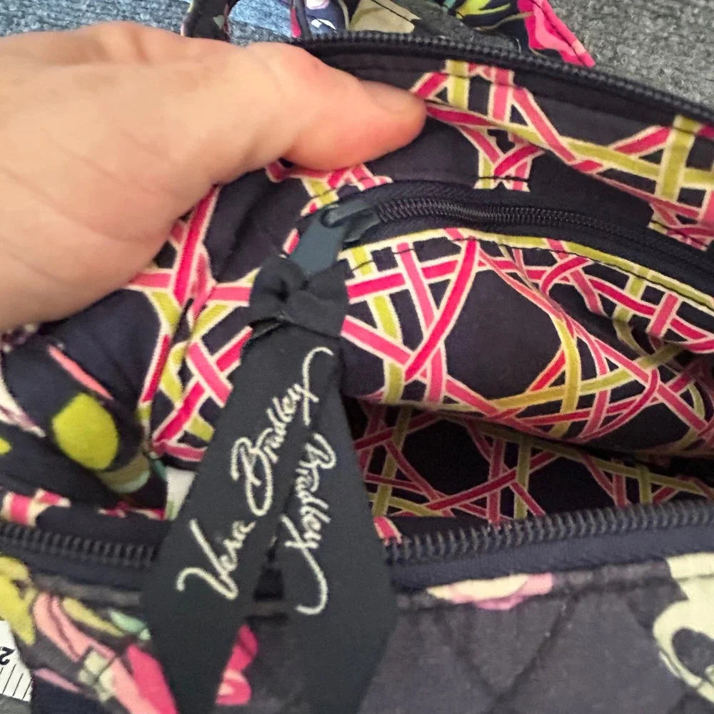 Vera Bradley Night and Day Floral Quilted Cotton Crossbody Bag Navy Pink Wallet